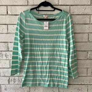 NWT J Crew Mint/Turquoise Striped Boat Neck Shirt